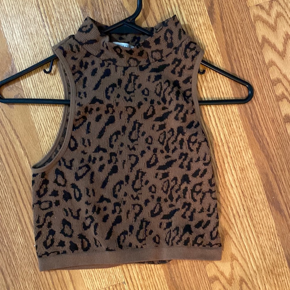 Leopard high neck tank